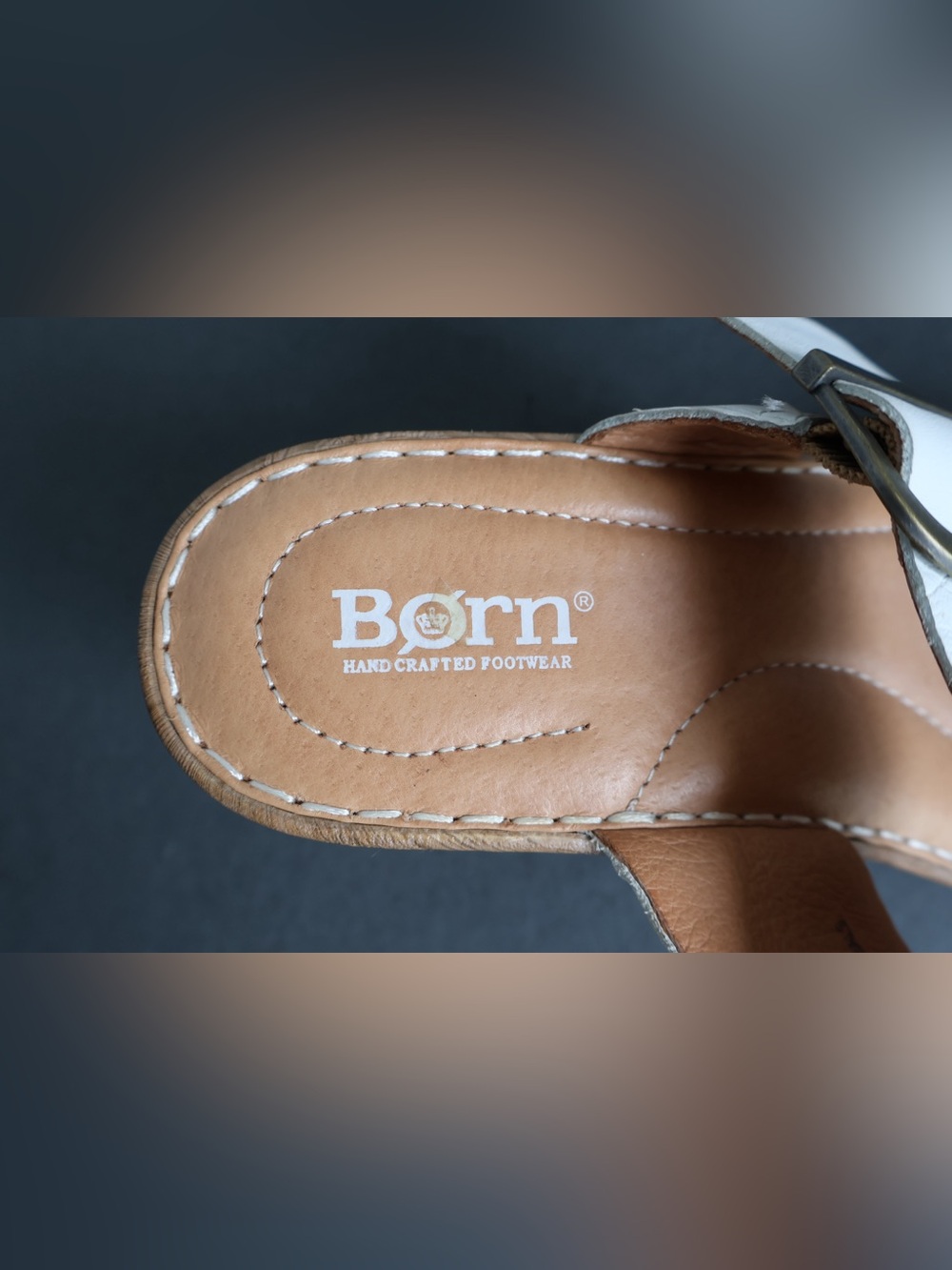 Born Emily White Leather Wedge Sandals Size 8M - Picture 10 of 12